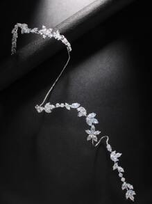 Rhinestone Decor Bridal Bracelet Elegant Party - Silver - View 4