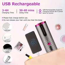 Wireless Curler Curling Iron Portable USB Charging - Grey - View 3