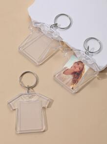 3入組相框鑰匙扣,空白插入式透明照片支架diy鑰匙圈配件,適用於禮品袋,背包,生日派對,節日,兒童節 - 白色 - 查看 1