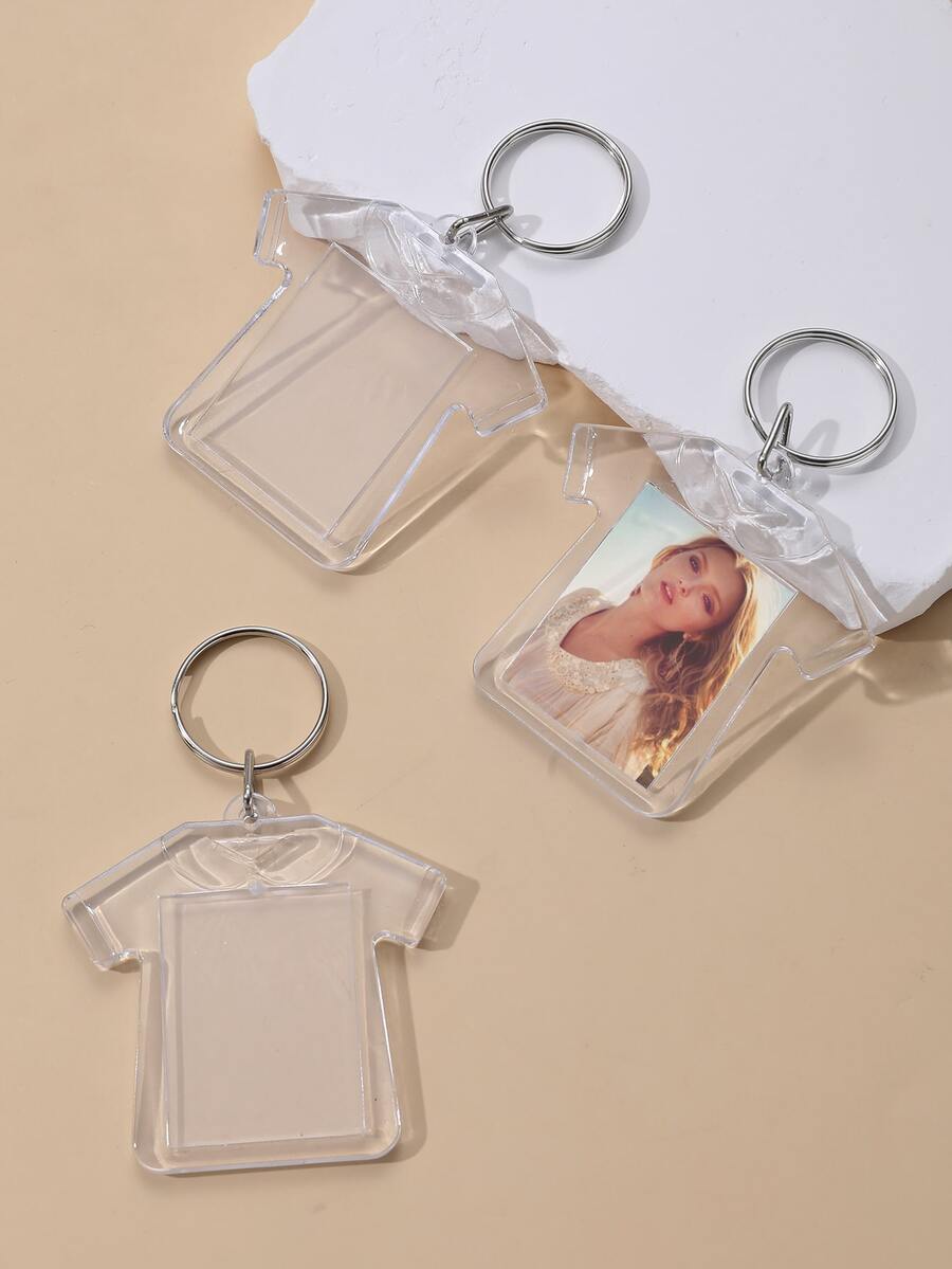 3入組相框鑰匙扣,空白插入式透明照片支架diy鑰匙圈配件,適用於禮品袋,背包,生日派對,節日,兒童節 - 白色 - 查看 1