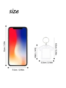 3入組相框鑰匙扣,空白插入式透明照片支架diy鑰匙圈配件,適用於禮品袋,背包,生日派對,節日,兒童節 - 白色 - 查看 2