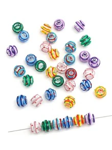 1入組鏤空珠子圓球玻璃珠適用於珠寶製作DIY吊墜風鈴鐺手環耳環配件 - 彩色 - 查看 5