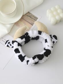 2入組親膚輕便卡通奶牛圖案SPA髮箍用於清洗和頭髮 - 彩色 - 查看 3