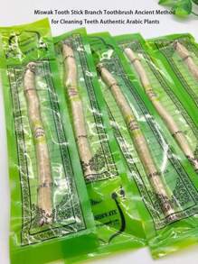2 piezas Miswak Miswak palo de dientes rama cepillo de dientes método antiguo para limpiar los dientes auténticas plantas árabes - Amarillo - Ver 6