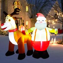 Christmas Inflatables 7ft Christmas Decorations Outdoor Inflatable Santa Reindeer Christmas Blow Up Built-in LED Lights with Tethers, Stakes,Outdoor Christmas Yard Decorations - 彩色 - 查看 5