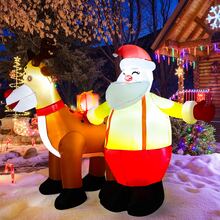 Christmas Inflatables 7ft Christmas Decorations Outdoor Inflatable Santa Reindeer Christmas Blow Up Built-in LED Lights with Tethers, Stakes,Outdoor Christmas Yard Decorations - 彩色 - 查看 6