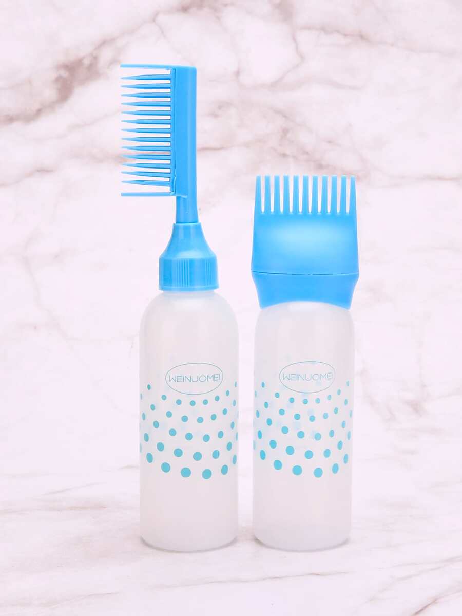 2pcs Blue Dry Shampoo Bottle With Comb Teeth, Perfect For Hair Dyeing And Hairdressing - Multicolor - View 1