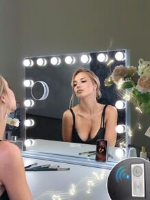 FENCHILIN Large Hollywood Vanity Mirror with Lights Bluetooth Tabletop Wall Mount White22.8'' x 18.9'' - White - View 7