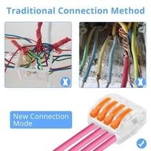 140PCS Lever Wire Connectors Wire Connector Assortment Pack Compact Splicing Connector Kit for Electrical Wires Solid Stranded Flexible Wires, 2 Port, 3 Port, 4 Port,5 Port - Nhiều màu - Xem 5