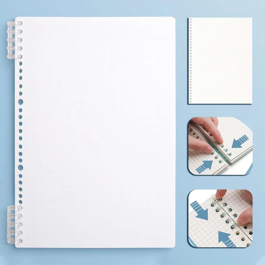 便攜A4活頁筆記本帶可更換筆芯,白色 - 白色 - 查看 1
