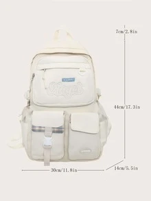 New Arrival Fashionable Functional Backpack With Letter Pattern Design School Bag Bookbag For School Outdoors Portable,Lightweight,Laptop Compartment - Beige - View 10