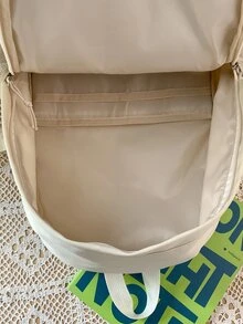 New Arrival Fashionable Functional Backpack With Letter Pattern Design School Bag Bookbag For School Outdoors Portable,Lightweight,Laptop Compartment - Beige - View 4