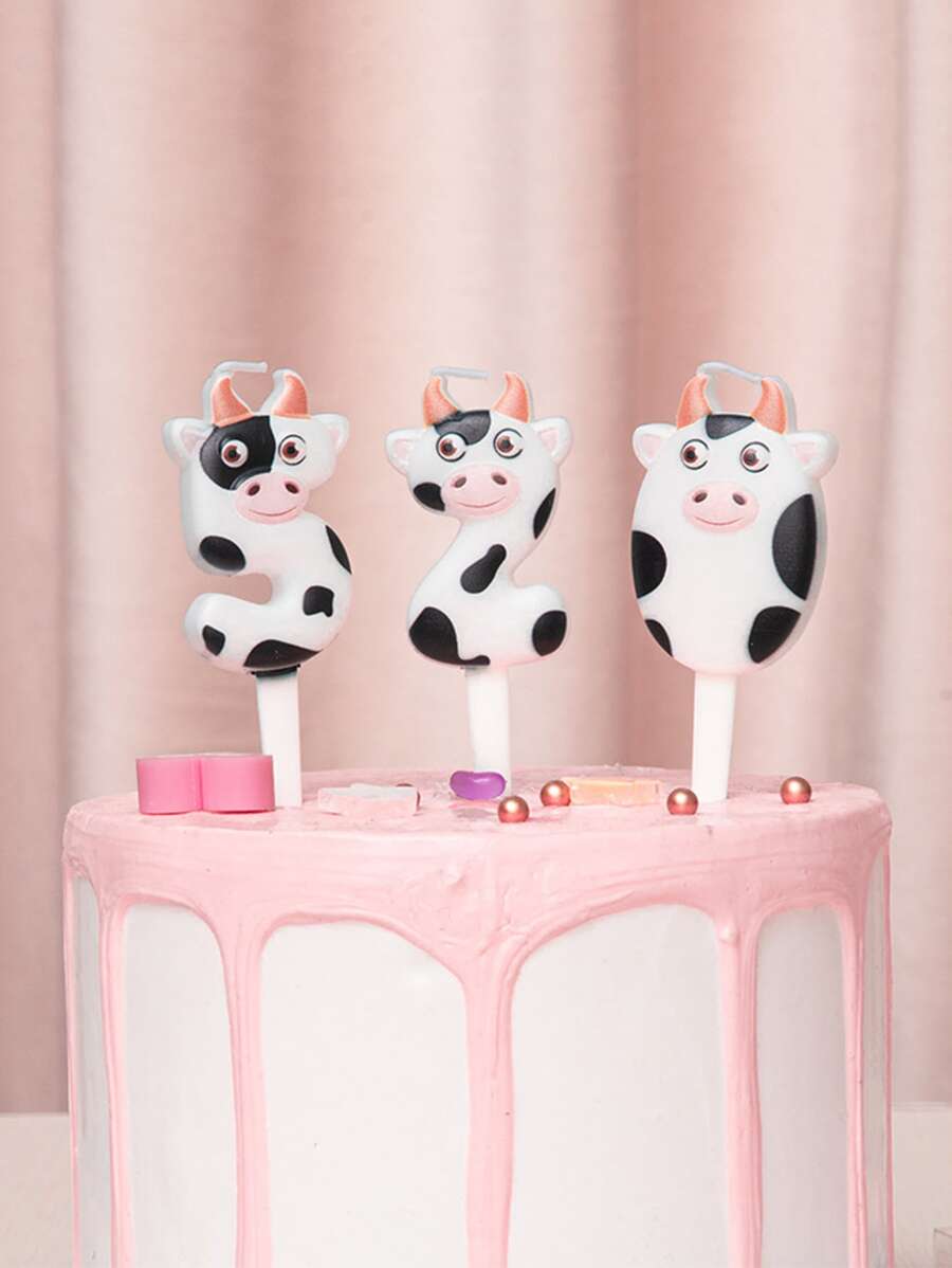 1pc Birthday Cake Cow Number Candle