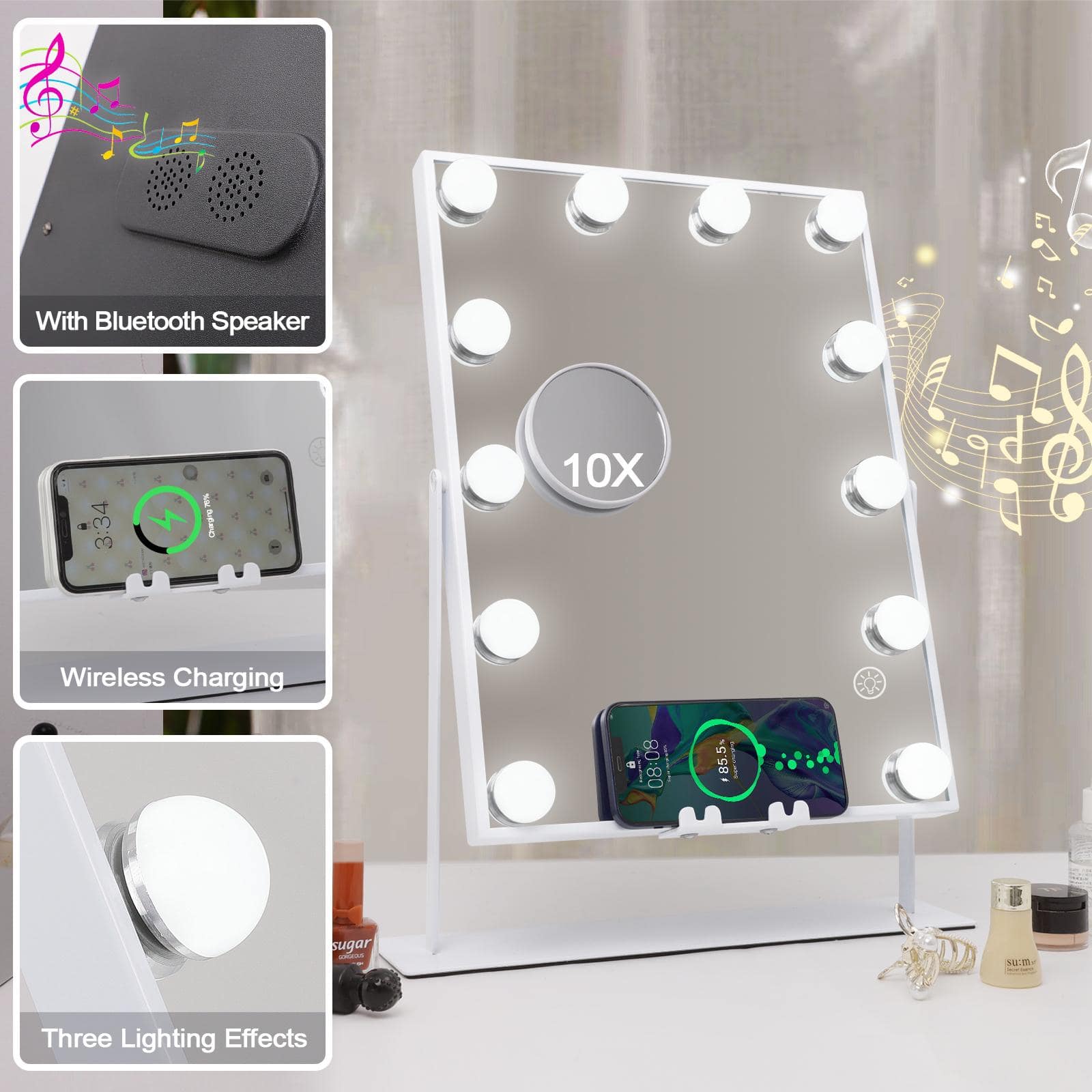 FENCHILIN Hollywood Vanity Mirror with Lights and Bluetooth Wireless