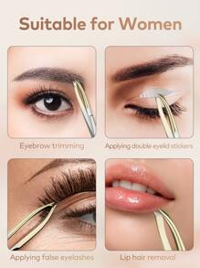 Llano Slant Pointed Great Precision Tweezer For Eyebrows & Ingrown Hair Removal, Blackhead And Splinter Tweezer With Sharp Needle Nose Point For Plucking, Silver,Makeup,Cheap,Room Decor,Vanity,Travel,Bedroom,Makeup Accessories,Tweezers,Cheap,Stocking Stuffers,Makeup,Makeup Tools,Cheap Stuff,Gifts,Gifts For Women,Christmas Gifts - Gold - View 7