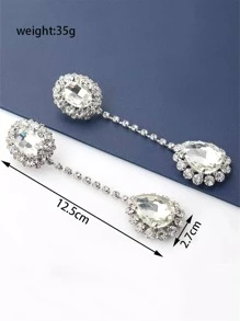 Bông tai giọt nước đính đá - Bạc - Xem 2