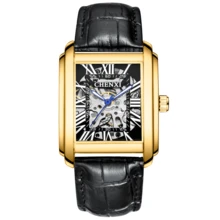 A Tank Shaped Automatic Mechanical Watch, Men's Business & Fashion Style - Gold - View 1