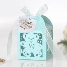25 件/包可爱熊形设计礼品盒，带感谢标签和丝带，适合生日派对、节日、洗礼、客户答谢等场合批发 - 淺藍色 - 查看 4