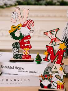 1件装木质圣诞餐桌中心装饰品 - 节日派对用品，圣诞庆祝活动餐桌装饰，圣诞餐桌装饰，圣诞餐桌中心摆件，家居装饰品，圣诞节，家居圣诞装饰，圣诞装饰品，圣诞餐桌装饰，冬季房间装饰，圣诞家居装饰，圣诞礼物，圣诞装饰 - 彩色 - 查看 5