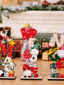 1件装木质圣诞餐桌中心装饰品 - 节日派对用品，圣诞庆祝活动餐桌装饰，圣诞餐桌装饰，圣诞餐桌中心摆件，家居装饰品，圣诞节，家居圣诞装饰，圣诞装饰品，圣诞餐桌装饰，冬季房间装饰，圣诞家居装饰，圣诞礼物，圣诞装饰 - 彩色 - 查看 3