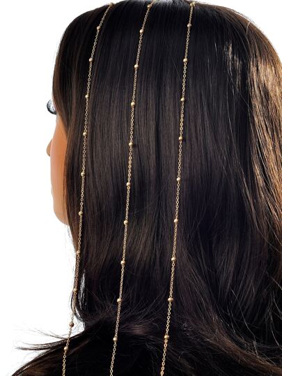 3pcs Minimalist Bead Decor Chain Design Hair Clip Boho, Y2k Carnival Head Jewelry Head Pieces Jewelry, Hair Jewellery, Wedding, Hair Accessories, Bride To Be
