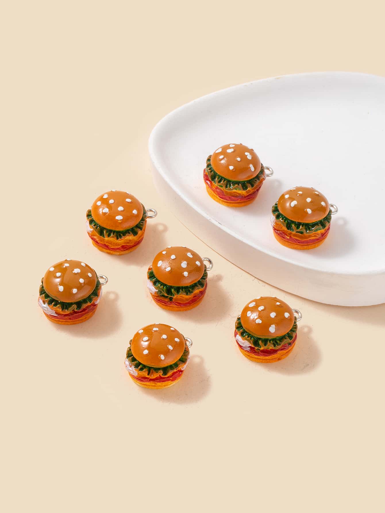 7卡通樹脂漢堡散珠DIY首飾製作配件 - 橘色 - 查看 1