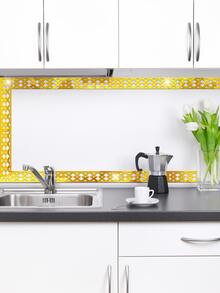 10入組亞克力鏤空矩形鏡子牆貼適用於背景裝飾用品 - 金色 - 查看 5