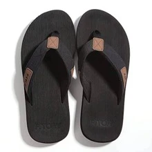 Men's Comfort Flip-Flops & Thong Sandals - Beach Slippers With Sizes 6-15 - Black - View 1