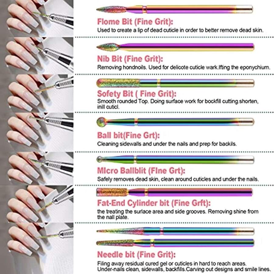 13 Piece Abrasive Nail Drill Set Hard Alloy Acrylic Gel Cuticle Remover