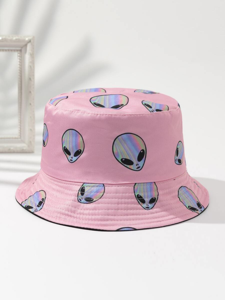 Street Women's Double-Sided Alien Bucket Hat - Pink - View 1