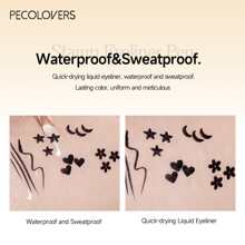 رأس مزدوج PECOLOVERS ختم ضد للماء قلم كحل قمر نجمة قلب شكل ختم سريع الجفاف كحل قلم أدوات مكياج - # 02 أسود - نجمة - مشاهدة 5