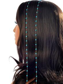 2 Miếng Trang trí hạt Thiết kế dây xích Kẹp tóc - Vàng - Xem 1