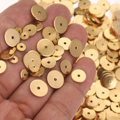50pcs Stainless Steel Flat Disc Spacer Beads 4mm-10mm Blank Round Loose Beads For Making Jewelry Hole 1.2mm DIY Jewelry Accessories Spacer Beads Spacers