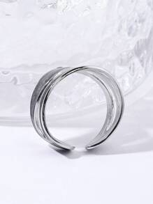 1pc Open End Titanium Steel Ring Suitable For Women - Black and White - View 4