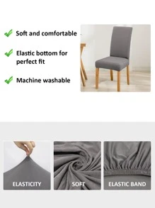 4 件/6 件/8 件/10 件纯色椅套，现代可拆卸弹力涤纶椅套，适合客厅、餐厅、卧室，四季皆宜