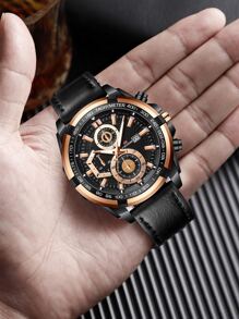 VA VA VOOM Nam Siêu xe Đua xe Phong cách Da Dây đeo Không thấm nước Lịch Thể thao Đồng hồ đeo tay - màu đen - Xem 5