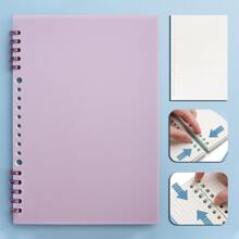 素色活頁本,極簡風格多用途活頁本雜誌辦公,學校 - 紫色 - 查看 1