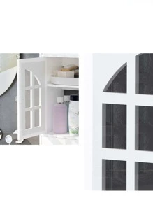 1pc No Drill Bathroom Storage Shelf Wall Mounted Makeup Organizer Toilet Vanity Rack White Storage Rack - White - View 3