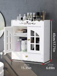 1pc No Drill Bathroom Storage Shelf Wall Mounted Makeup Organizer Toilet Vanity Rack White Storage Rack - White - View 6