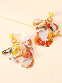 1 đôi Vàng Chất vải Cánh hoa Hình dạng Dangle Hoa tai - Nhiều màu - Xem 3