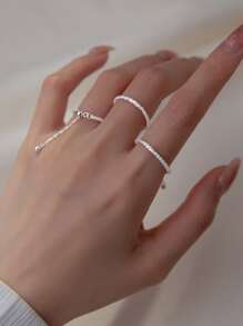 MODIAN ajustable plata esterlina Anillo con cadena enlace , femenino boda Accesorio de joya