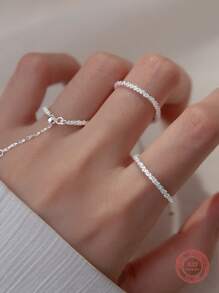 MODIAN ajustable plata esterlina Anillo con cadena enlace , femenino boda Accesorio de joya