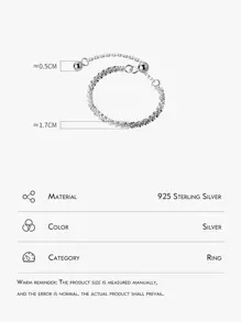 MODIAN ajustable plata esterlina Anillo con cadena enlace , femenino boda Accesorio de joya