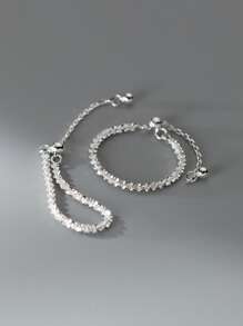 MODIAN ajustable plata esterlina Anillo con cadena enlace , femenino boda Accesorio de joya