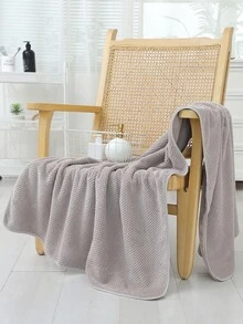 4pcs Plain Color Thickened And Oversize Bath Towels With Strong Water Absorption - 棕色 - 查看 7