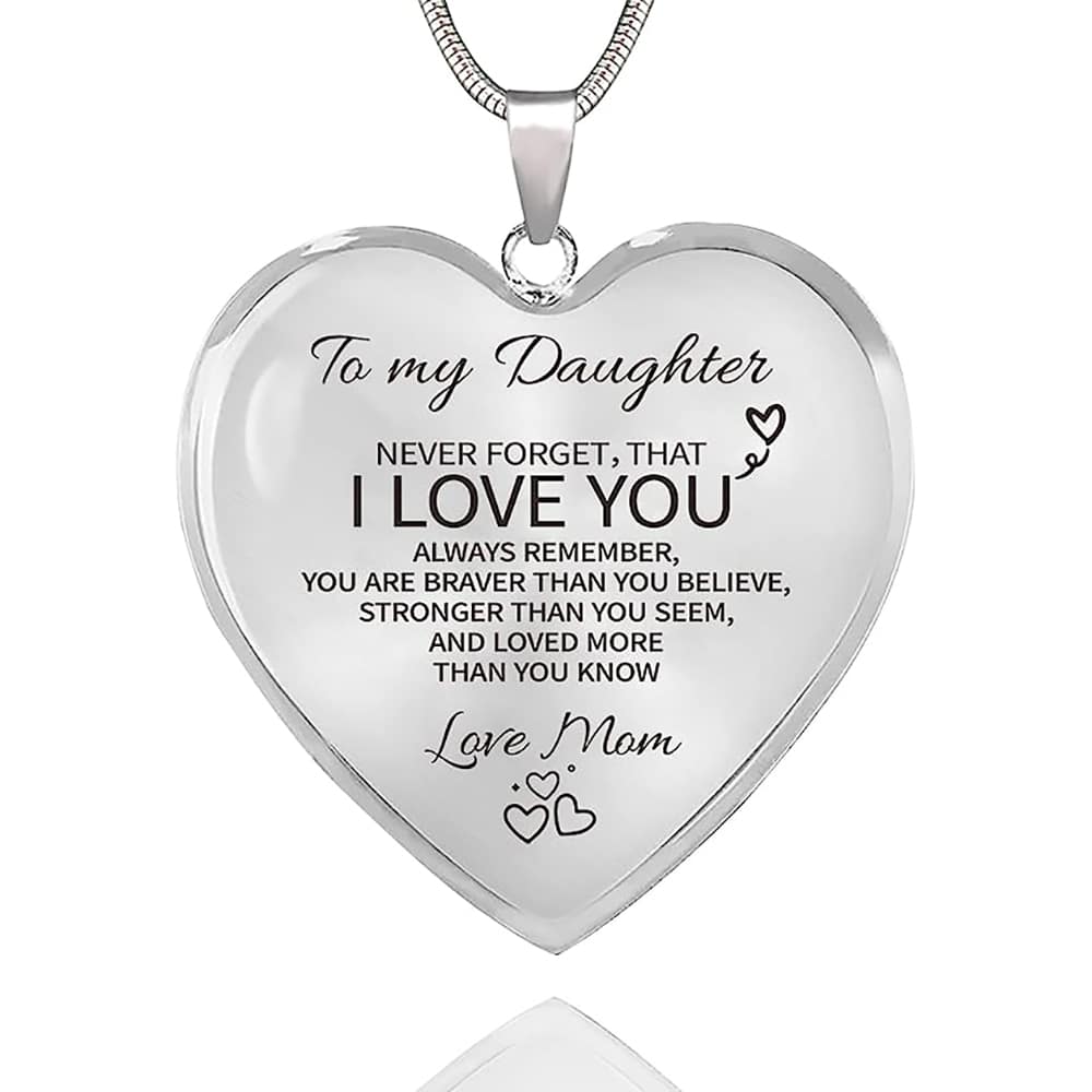 suteyi 1pc 'to My Daughter Engraved Heart Shaped Pendant Necklace From Grandma/Mom/Daughter, Inspirational Gift For Women/Girls, Birthday/Wedding Gift Valentines