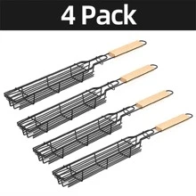 4入組燒烤架架,烤架籃子帶木柄