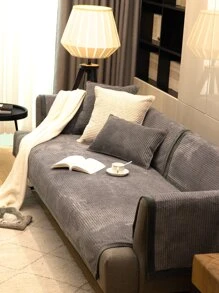 1pc Solid Color Non-slip Plush Sofa Cushion, Suitable For All Seasons, Simple & Modern Style