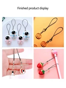 100 件/套随机混色涤纶绳带跳环挂绳用于制作钥匙扣 DIY 工艺吊坠手工材料