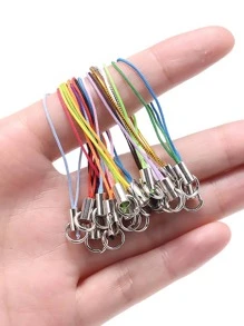 100 件/套随机混色涤纶绳带跳环挂绳用于制作钥匙扣 DIY 工艺吊坠手工材料